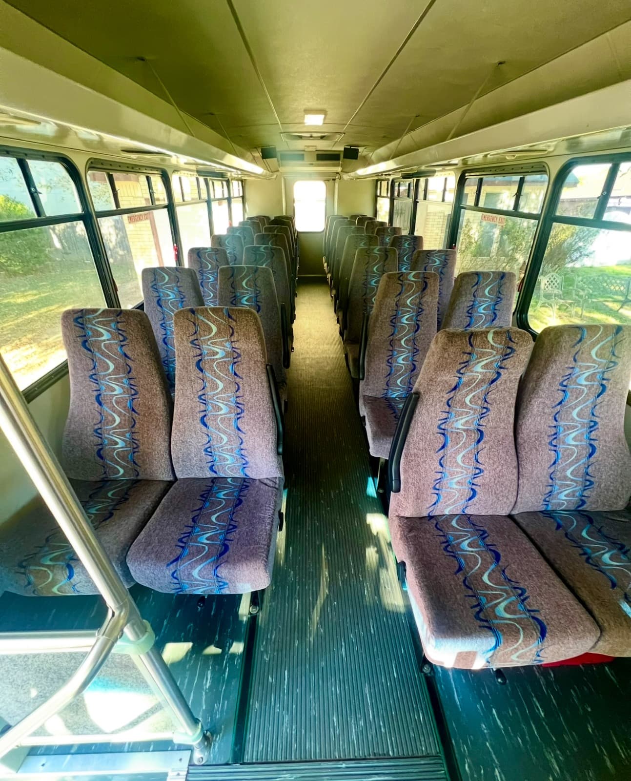 The 32 ready for a team: rows of seats down the aisle
